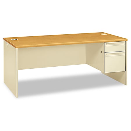 Hon Pedestal Desk Right Pedestal Desk, 36 in D X 29.5" H, 72" W X Metal, Harvest/Putty H38293R.C.L